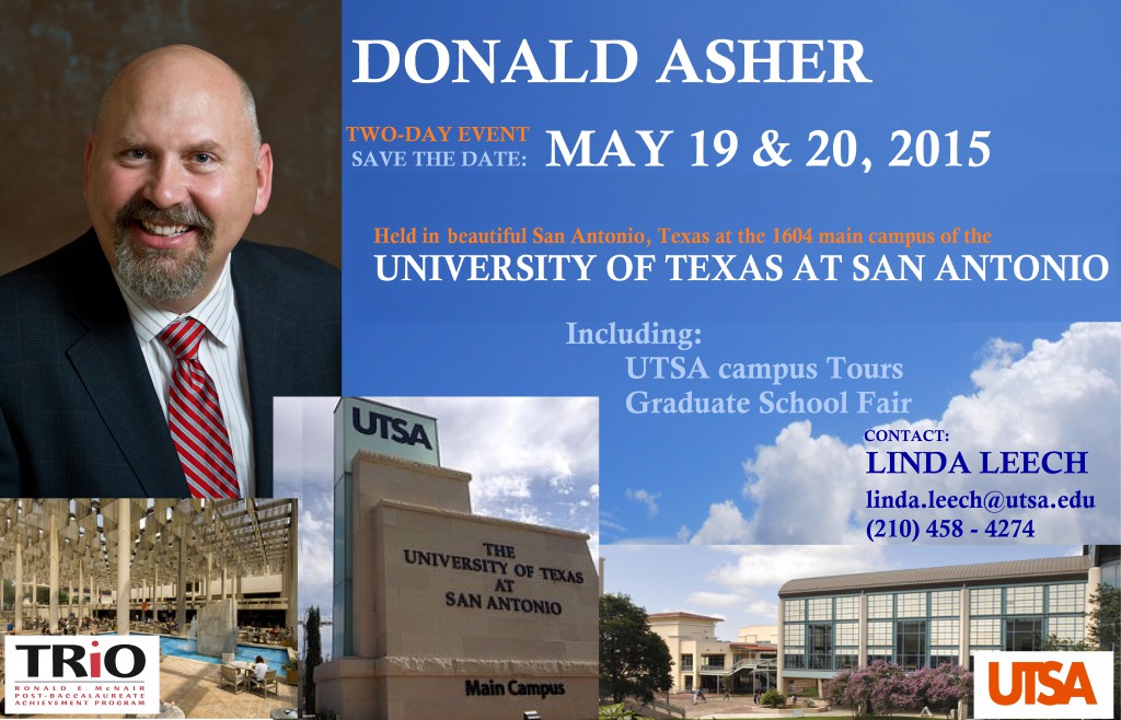 McNair Scholars Save the Date Donald Asher Two Day Event